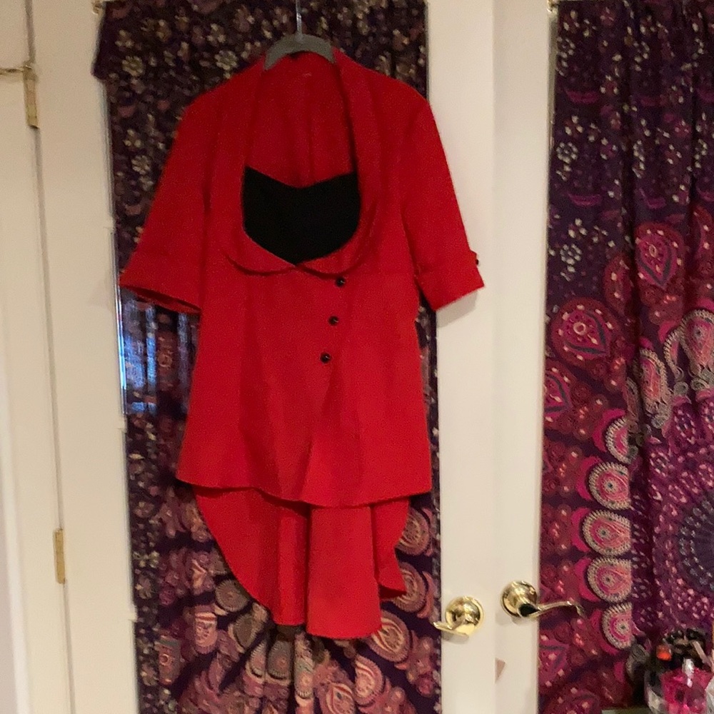 High Low Red Equestrian Blouse, Medium